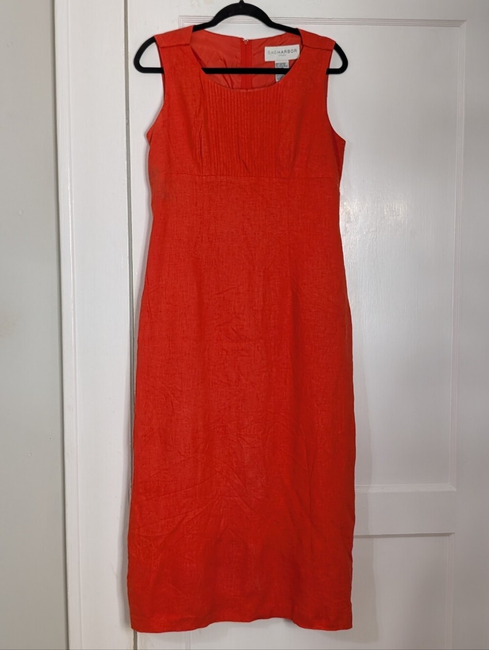 Sag Harbor Vintage Women's Orange Linen Midi/Maxi Dress Size 10 Medium Coastal